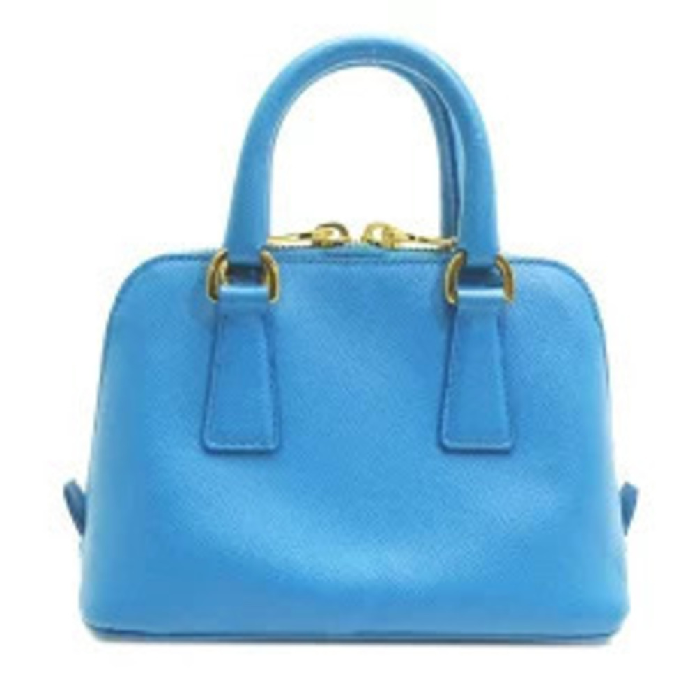 Prada Leather Blue Handbag Bag Saffiano Blue
